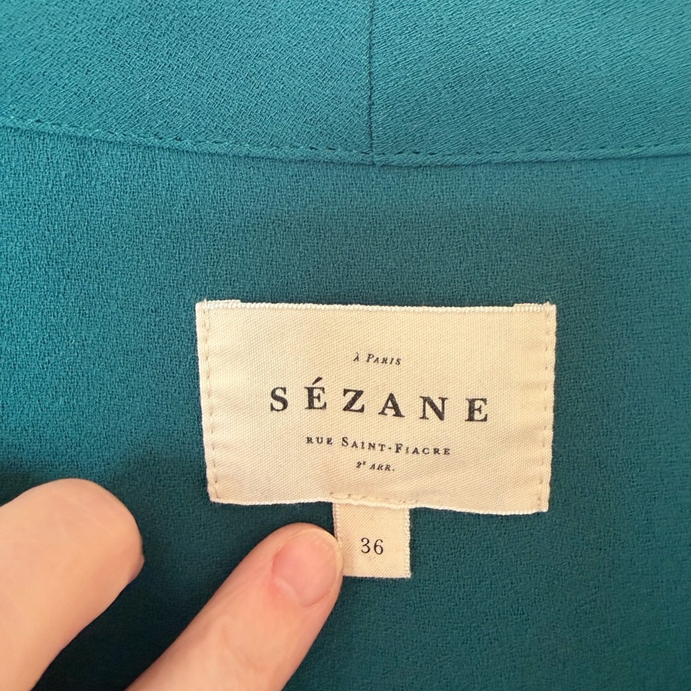 Sezane Abelia Turquoise Blue Blouse Size 36/Small - Picture 4 of 5